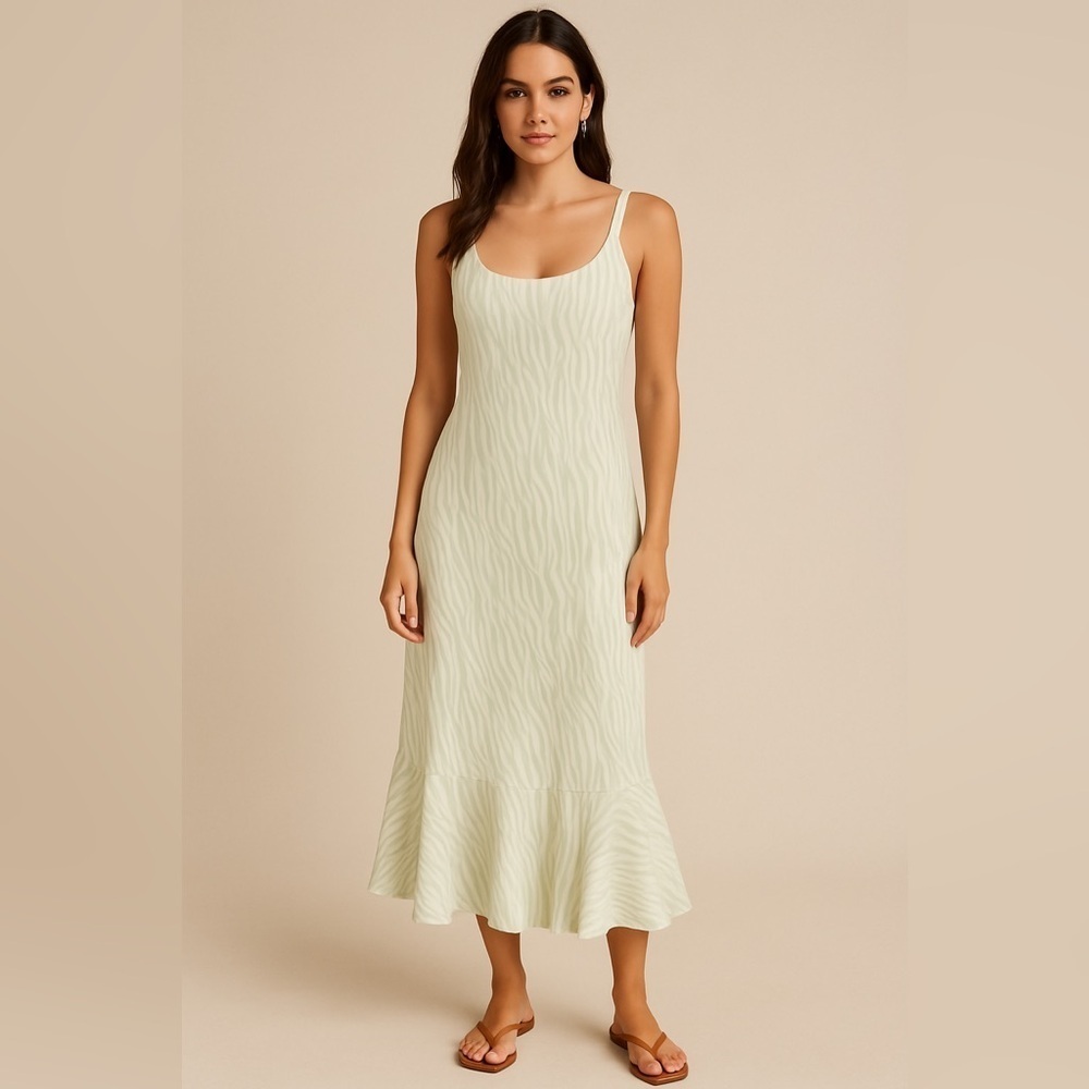 Dynamite Cream Midi Slip Dress Spaghetti Strap V-Neck